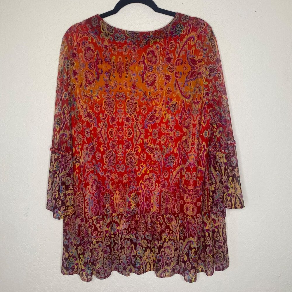 Caleoas Elegant Multicolor Paisley Women's Top, Like New - Picture 8 of 12